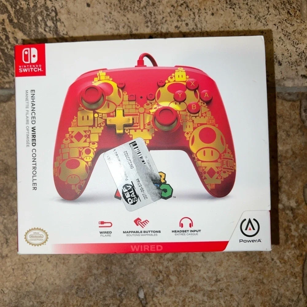 PowerA Nintendo Switch Enhanced Wired Controller Super Mario Golden M Red Gold